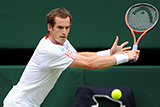 Andy Murray focuses during the first set of his first match at The Championships 2012.